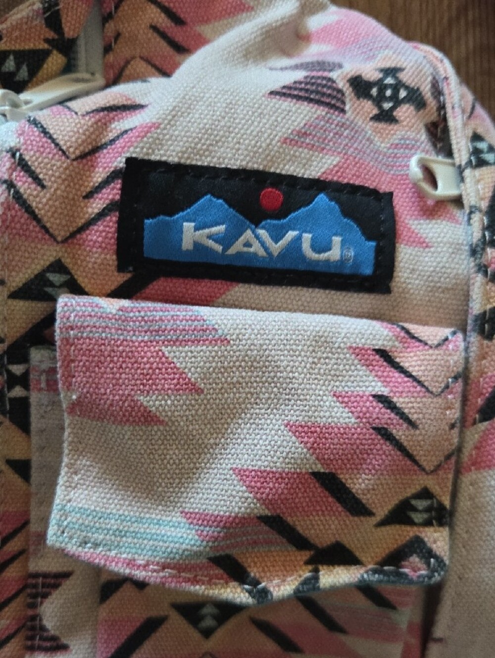Kavu Pink Aztec Canvas Backpack with Blue Logo - Picture 2 of 6